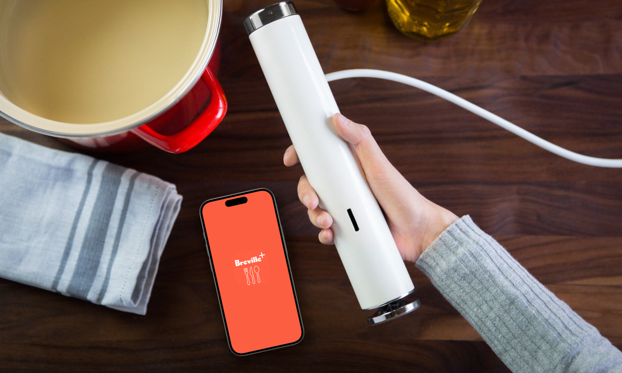 Photo of a Joule Sous Vide and Breville+ app